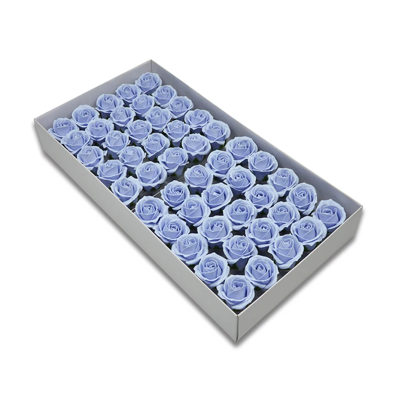 Popular Handmade Ice blue Juliet Rose Soap Flower Heads Florist Bouquet Gift Box Wedding Decor Flowers