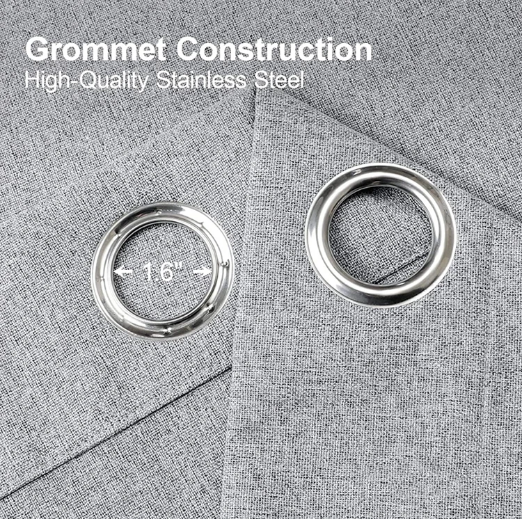 Modern hotel Eyelet Linen Burlap drapes 100% Blackout fabric Insulated Solid Curtains For the Living Room