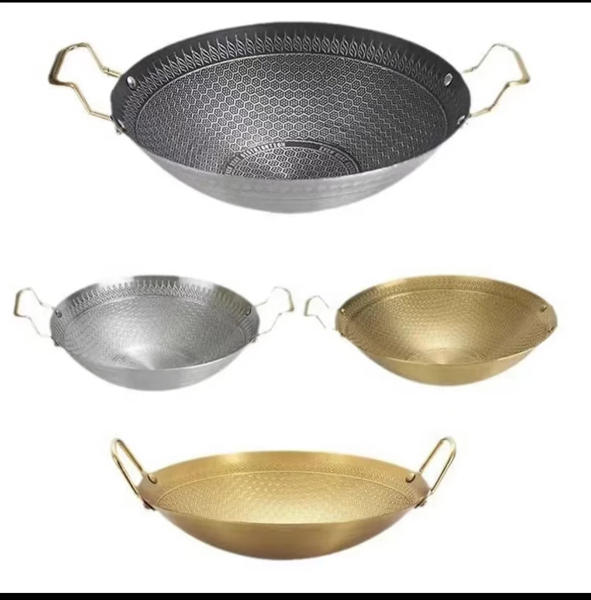 Commercial small hotpot non-magnetic thick double handle wok