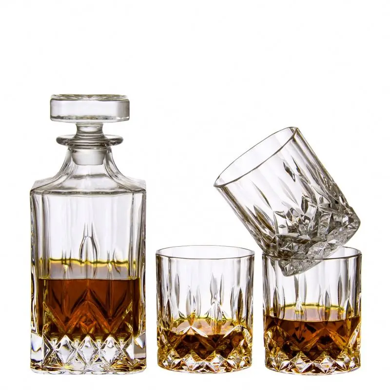 Wholesale Amazon Best Seller 7 Piece 850ml Lead Free Crystal Clear Glass Bar Set Whiskey Decanter And Glass Set In Gift Box