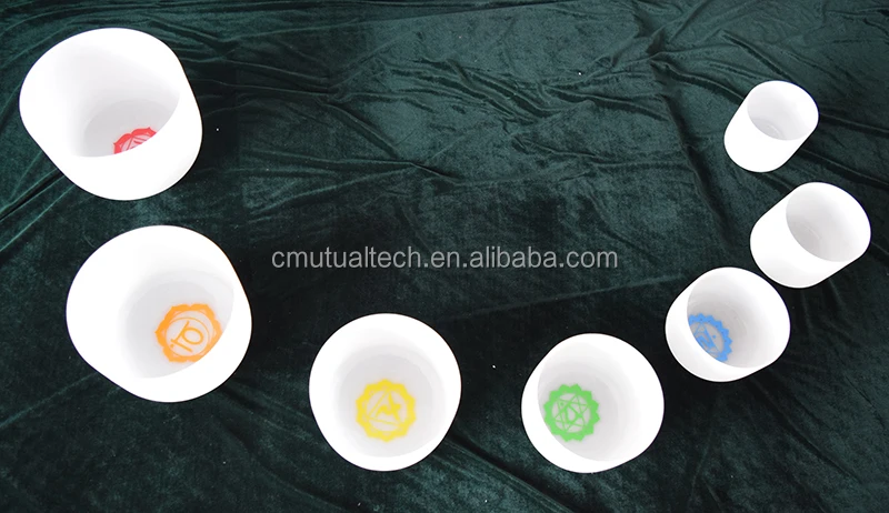 free mallets Chakra mark Singing Bowl  Set  432 HZ Color gradient 7pcs of 6-12inch Kristall-Klangschale