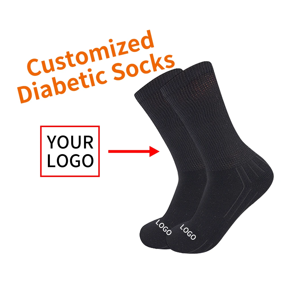 Custom wide bamboo cotton non binding seamless diabetic socks for unisex men women