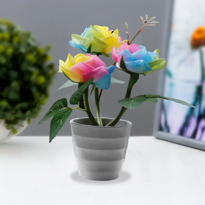 LED Night Light Bedside Desk Light For Home Wedding Party Decor European Table Lamp Rose Flower