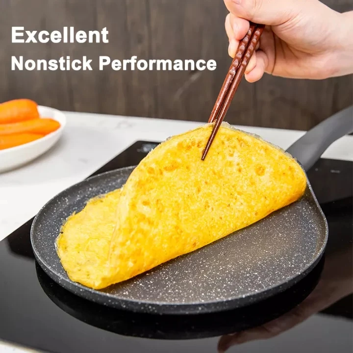 Cheap 25CM Aluminum Marble Coating Ceramic Round Induction Non Stick Baking Egg Fry Grill Crepe Pizza Pan