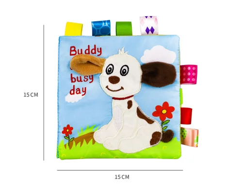 OEM Custom Wholesale 3D Animal Farm Cloth Book Soft Organic Material Musical Newborn Early Montessori Educational Toy for Babies