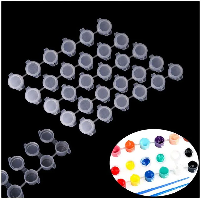 Art Supply High Quality Transparent Empty Paint Pots Strips 5ml*6 Acrylic Paint Pot