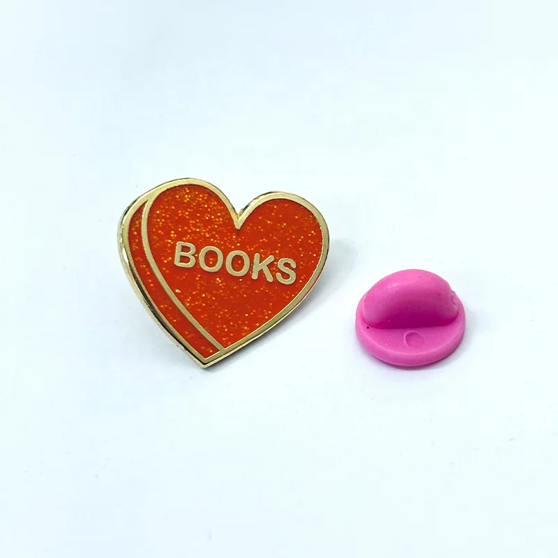 Lifeng Manufacturer Custom Heart Shape Soft Enamel Metal Lapel Pins Hard Enamel Pins with Glitter for Creative Gifts