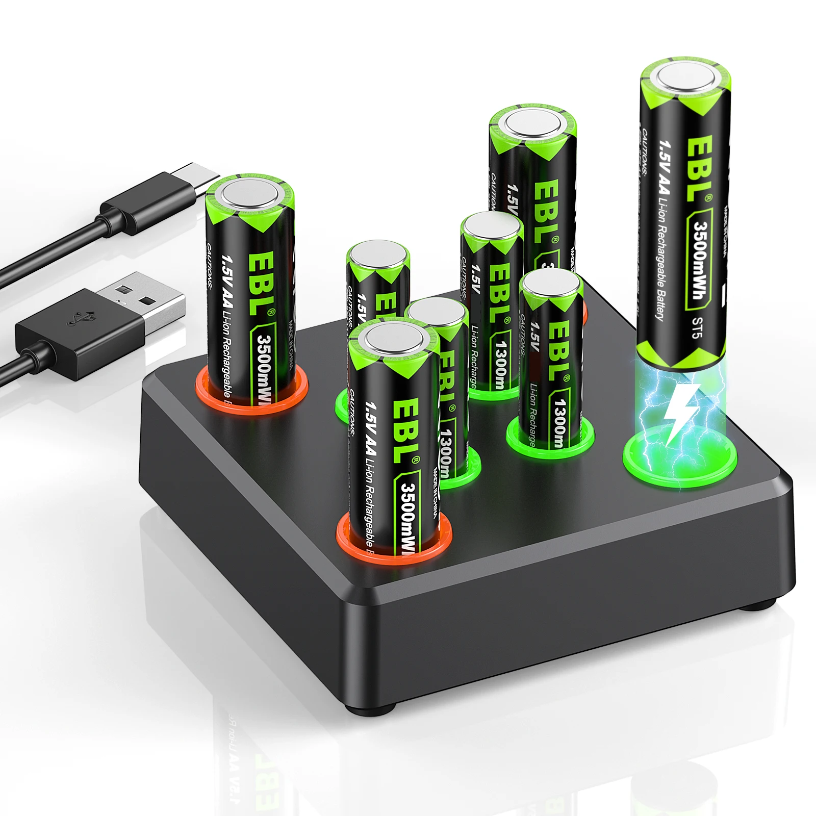 Ebl 1 5 В перезаряжаемые AA литий-ионные аккумуляторные батареи набор с зарядное устройство