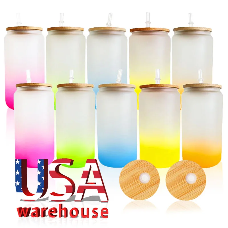 Us Warehouse 20 Oz 400 Cc Coloured Hand Polished Glass Cup With Bamboo Lid And Straw Tumbler With Hole