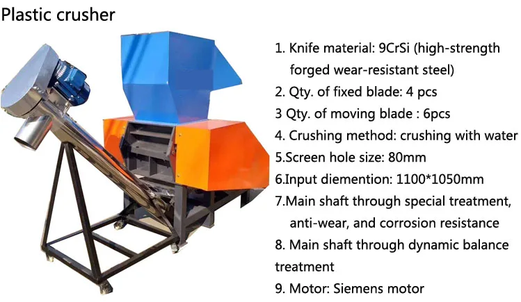 Heavy Duty PVC Pipe Crushing Waste Plastic Film Bottle Crusher Shredder Machine