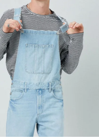 Custom-DK0037 Casual fashion winter 2021 pockets straight overall jeans jumpsuit denim men cotton jeans with zipper overalls for men