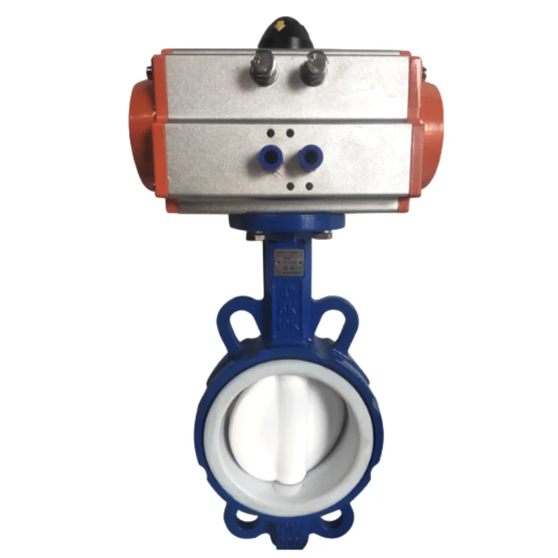Pneumatic Butterfly Valve Ptfe Lined Butterfly Valve D671F-16Q Wafer Type Butterfly Valve Dn50 150 300