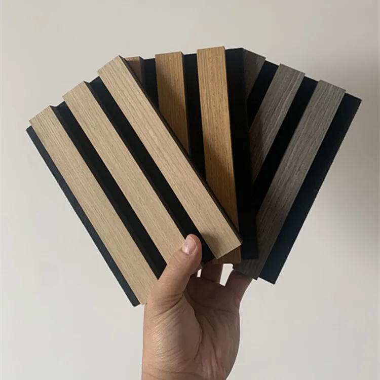 Heat & Sound Insulation Light Weight Polyester Acoustic Timber Slatted Wallboard Ceiling Panels For Indoor Decoration