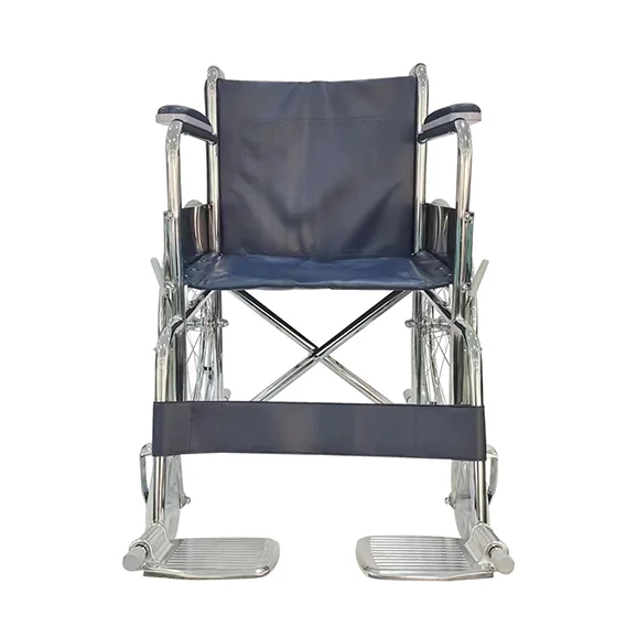 Cheap Economic Steel Wheelchair for Disabled, Fixed Arms Footrest, Portable Standard Folding Manual Wheel Chair