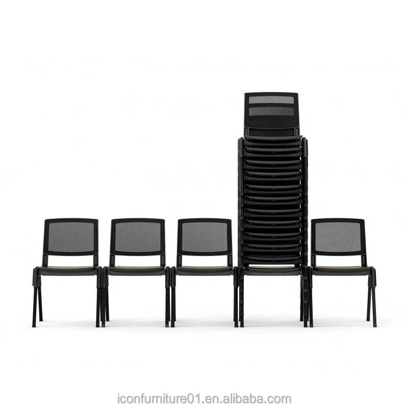 Metal Stacking Visitor Conference Meeting Chair With Writing Pad Table Pp Stackable Office Training Chair For Training Rome