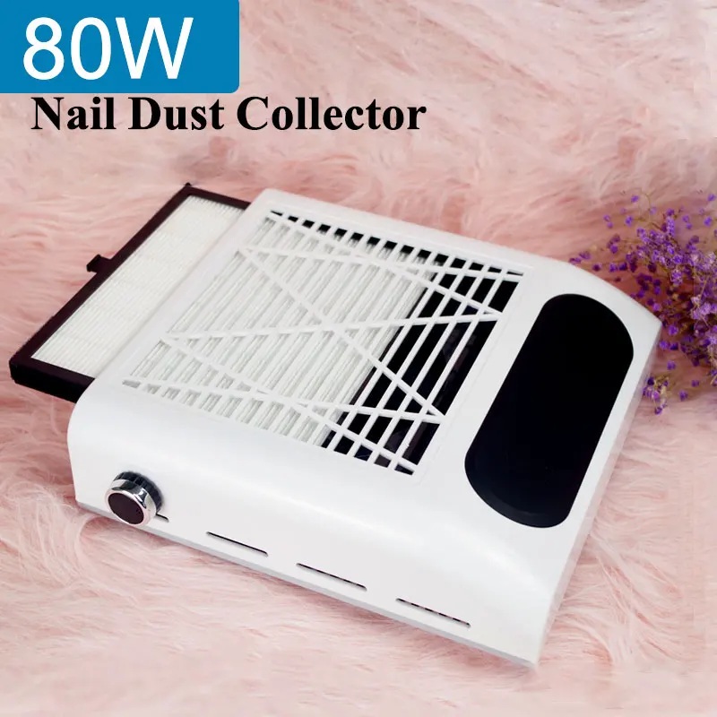 80W Nail Suction Collector Strong Suction Nail Art Salon Vacuum Cleaner Manicure Tool Gold Nail Dust Collector Machine