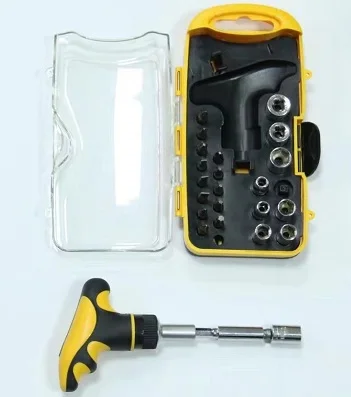 Manual T-handle Ratchet Screwdriver & Wrench Tools Socket Tool Set For Household Use