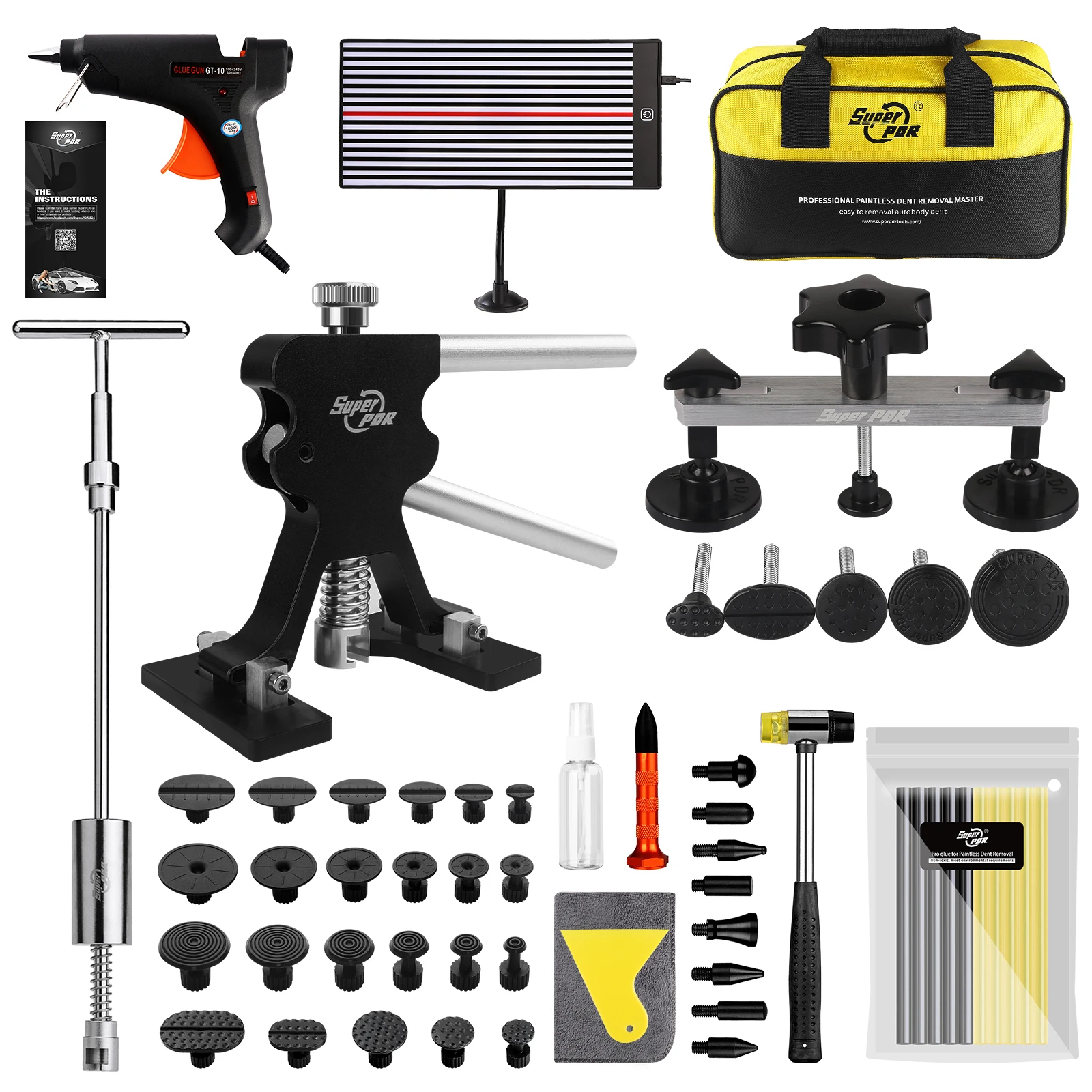 Super PDR New Design Hand Tool Sets Slide Hammer 23pcs Dent Repair Puller Glue Tabs Set