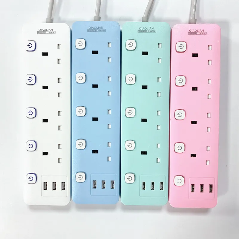 USB 5-bit universal sockets  multi-function home office high-power sockets   2m extension cord wiring board