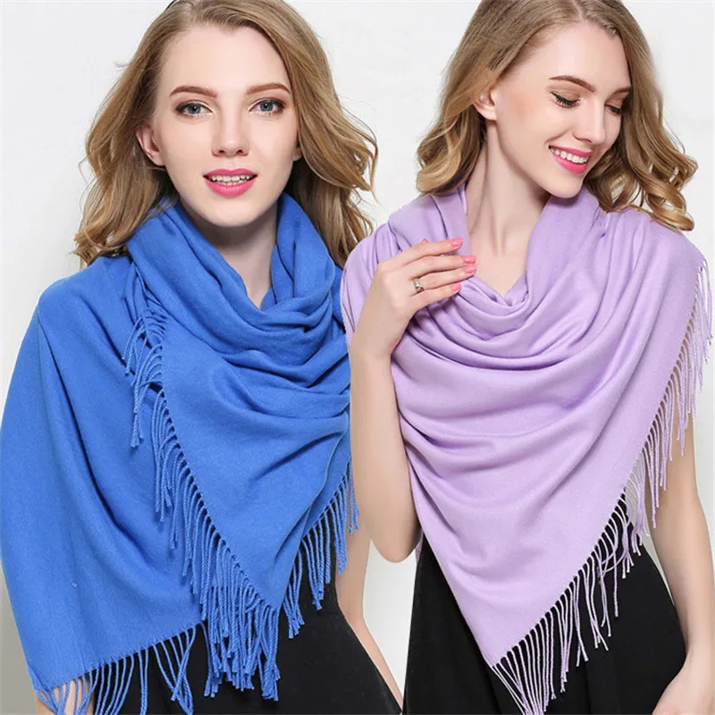 
Hot Sell Womens Soft Cashmere Long Scarf Pashmina Shawls Wraps Winter Pure Color Scarf 