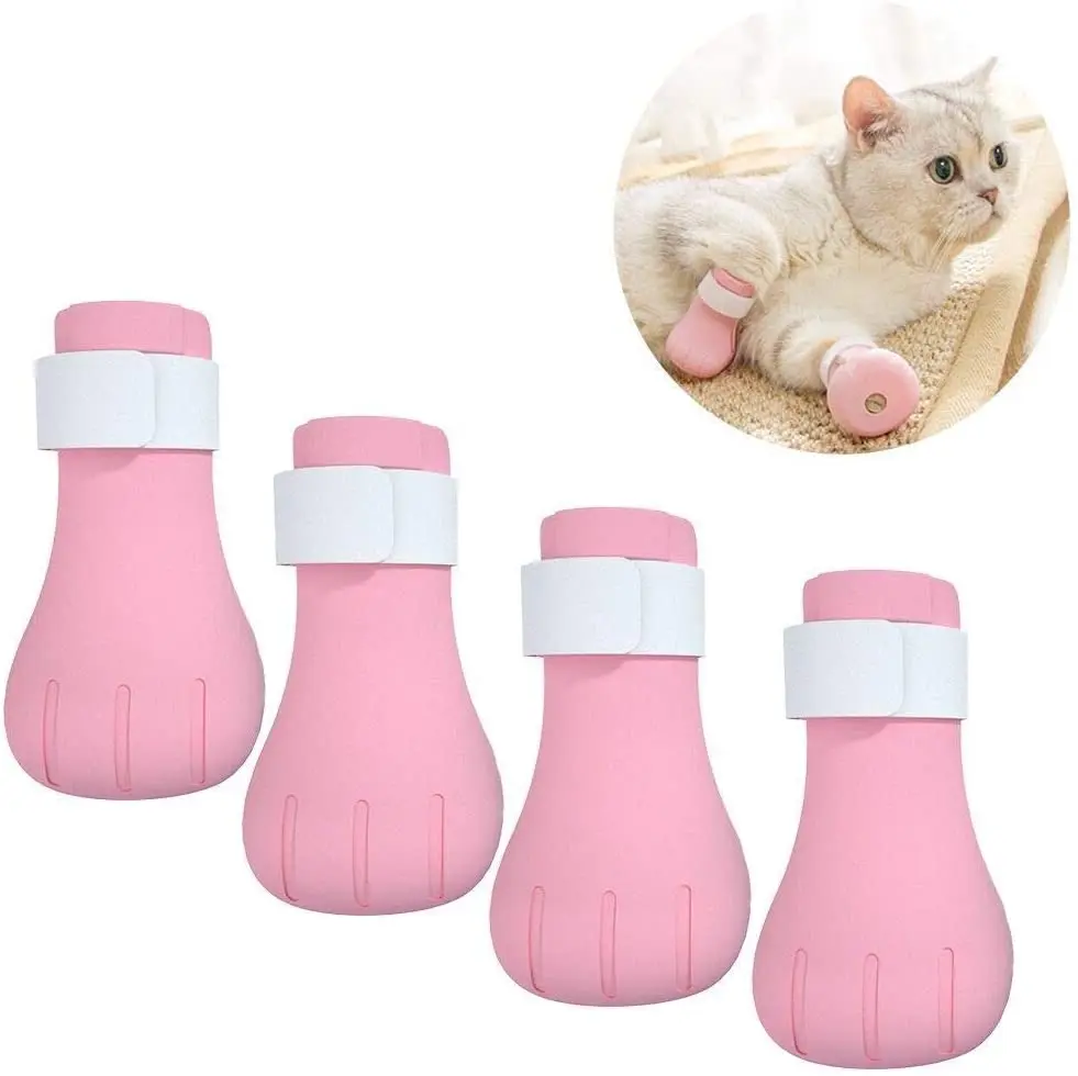 Pet Home Bathing Treatment Anti-Scratch Cat Boots Shoes Adjustable Cat Paw Protector Pet Scratching Restraint Booties