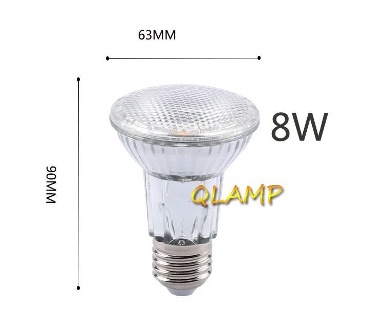 Commercial Diameter 63mm 7W Par20 2700k LED Lighting Spot Light glass material par 38 lamps e27