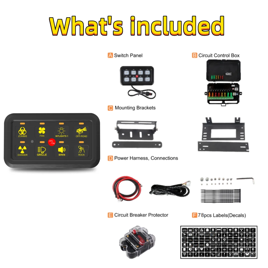 Off Road 4x4 12v 24v App Control 8 Gang Led Switch Boat Panel With Circuit Control for Car