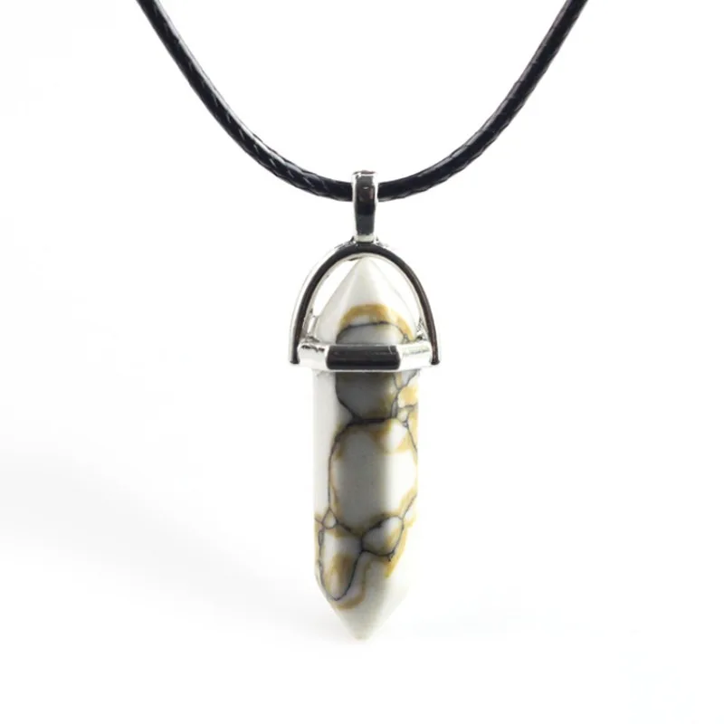Nature Stone Bead Pendants Jewelry For DIY Pendant Necklace Making Charms Hexagonal Pointed Healing Reiki Chakra Pendulum