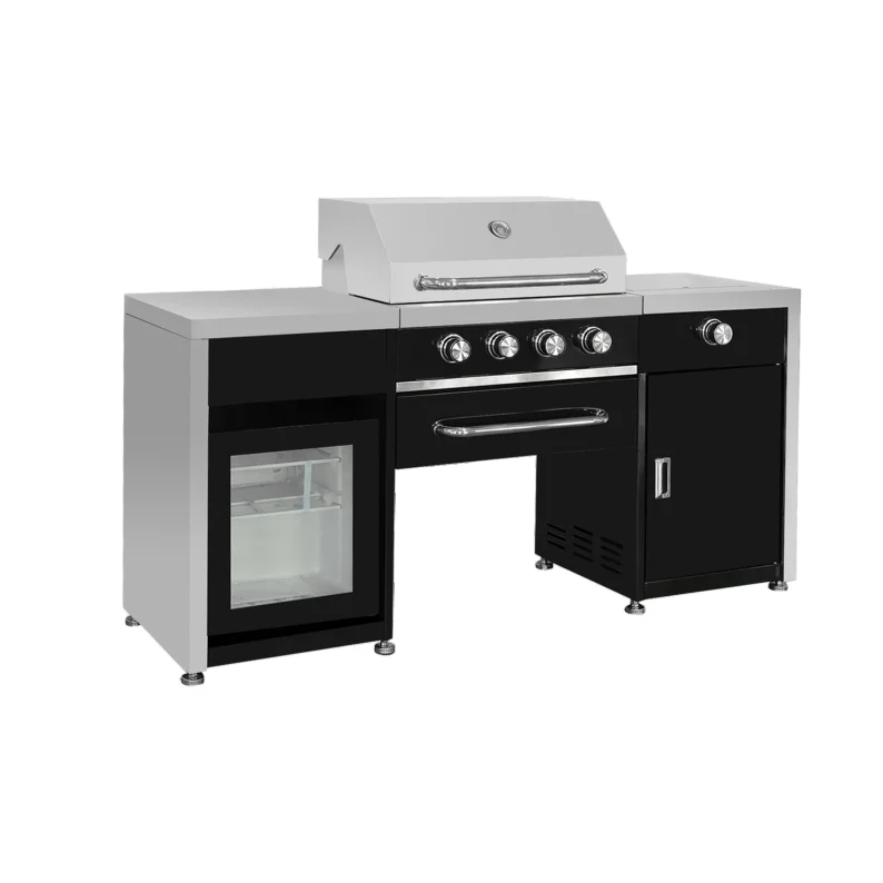 Independent barbecue gas grill with infrared radiation Oven refrigerator combination cabinet for Modular outdoor kitchen