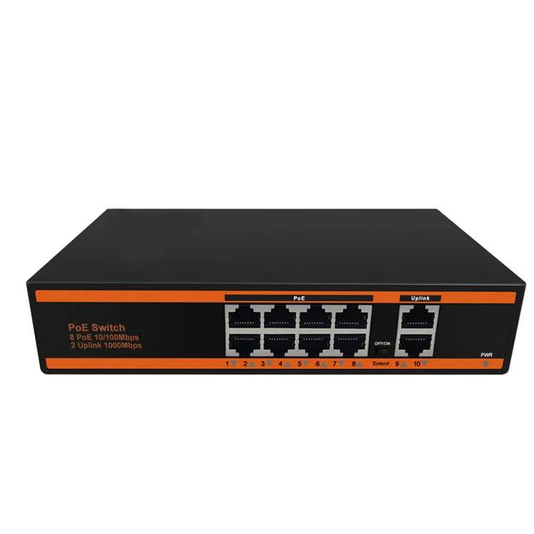 OEM 8-портовый коммутатор питания через Ethernet 10/100M + гигабитный 2 Uplink порт неуправляемый