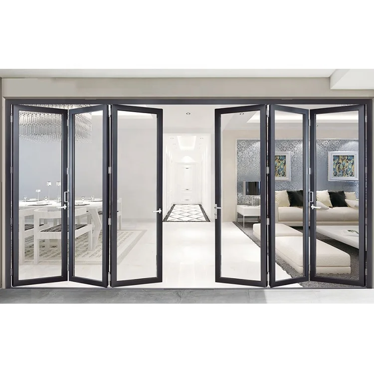 Factory Price Aluminum Glass Aluminium bi fold Sliding Doors Folding Patio Doors Double Glazed Aluminium Bifold Door For Villa