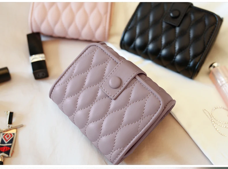 Luxury leather cosmetic makeup bag lipstick case with mirror