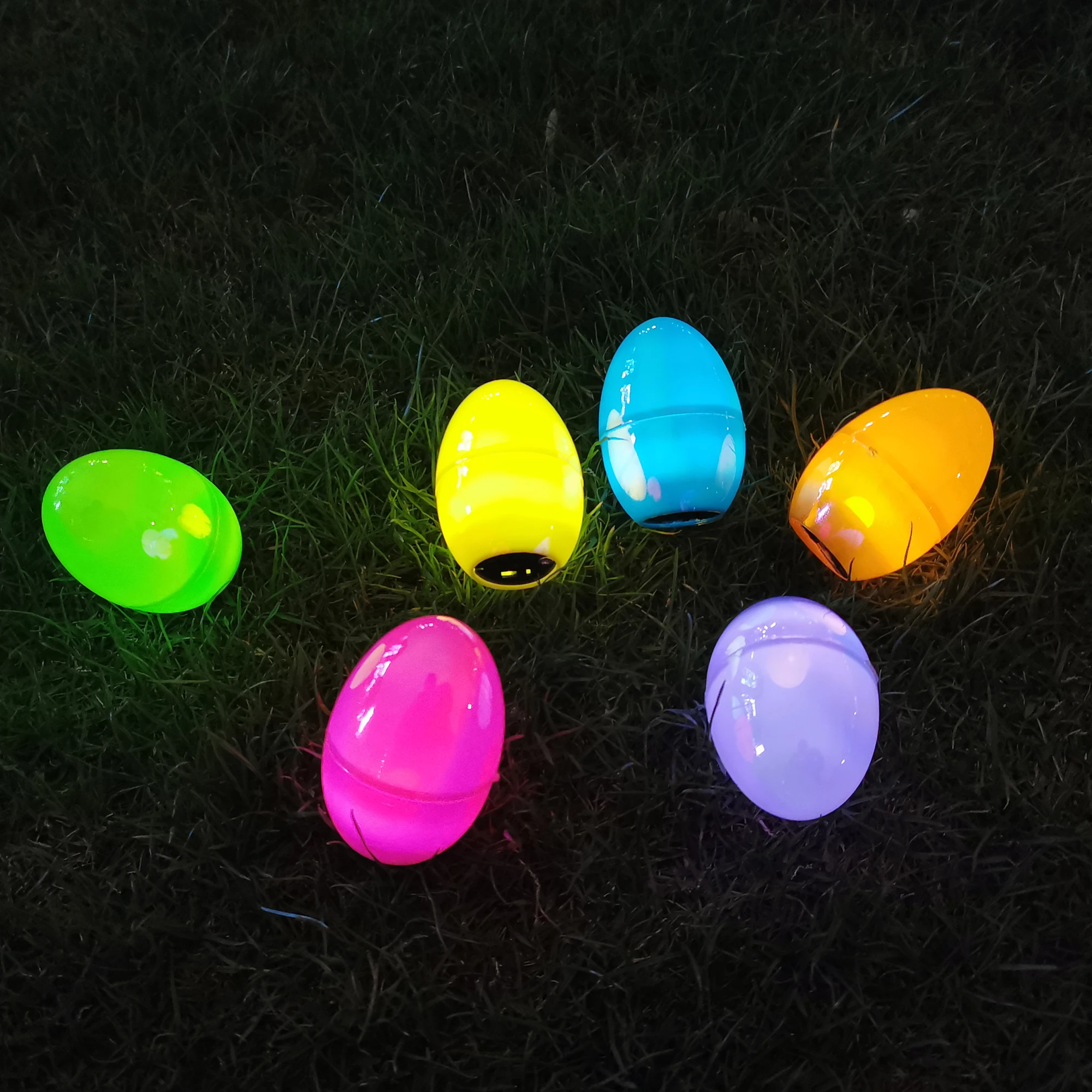 Popular Easter 6ct Plastic iridescent Eggs party light and decoration Colorful light up eggs