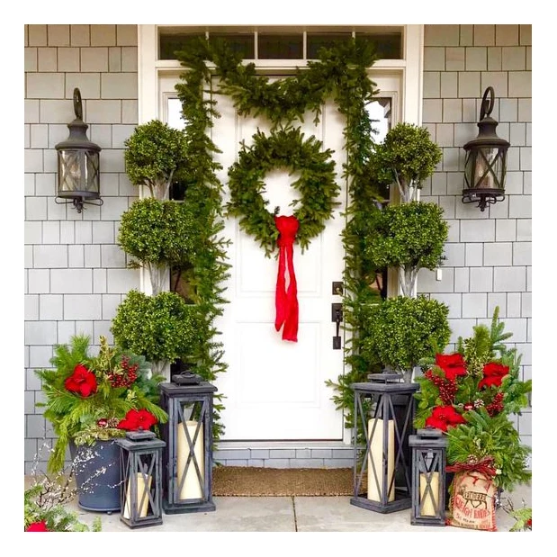 Ruopei Round Wreath Farmhouse Decor Modern Front Door Greenery Wreath Year Round Lambs Ear Eucalyptus All Season Wreath