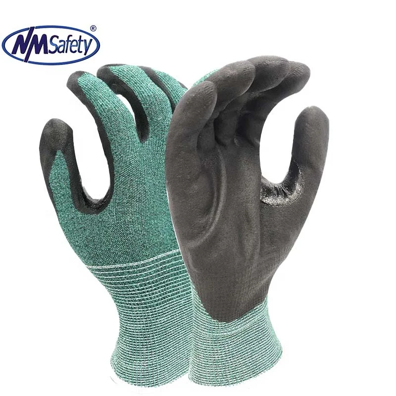 NMSAFETY 18 gauge anti cut soft liner coated foam nitrile on palm  light weight work gloves EN388 4X42C