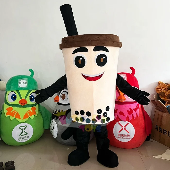 Enjoyment CE Custom made Boba mike tea bubble tea cup king cup mascot costume adult for advertising