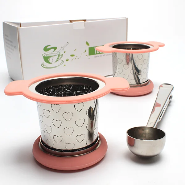 Elegant Stainless Steel Loose Leaf Tea Strainers Set Mesh Reusable Infuser
