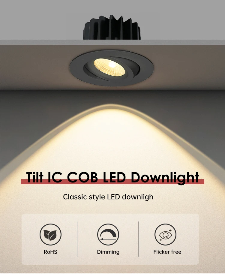 Odm Customised Downlight Ip44 Outbow 8Watt Round Led 8W Downlight Die Cast Aluminum Dimmable Cob 80Mm Led Downlight