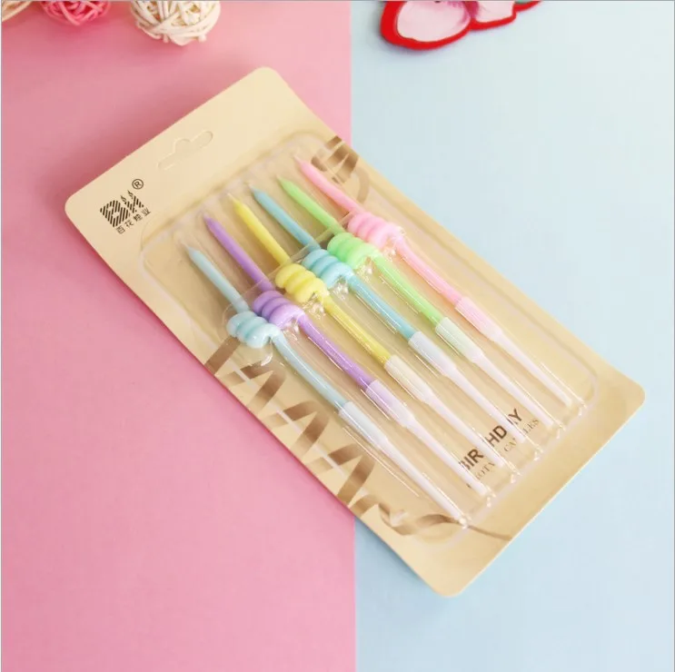 Ins curved spiral party candles like thumb-shaped color baked cakes decorated with birthday candles