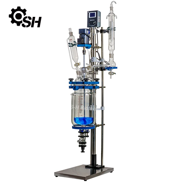 5L Lab Chemical Reactor Jacketed Double Layer Glass Stirred Tank Reactor