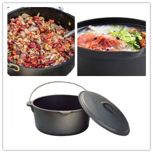 Mochoo Outdoor 8.5qt Cauldron Camping Cooking Pot Preseasoned Cookware Cast Iron Dutch Oven