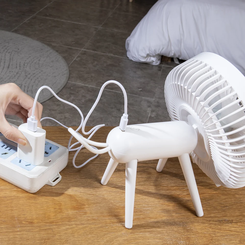 Home Fan Adjustable Desk Personal Small with Mini Cooling Portable Fans USB Desktop Desk Table Fan with Battery and LED Light