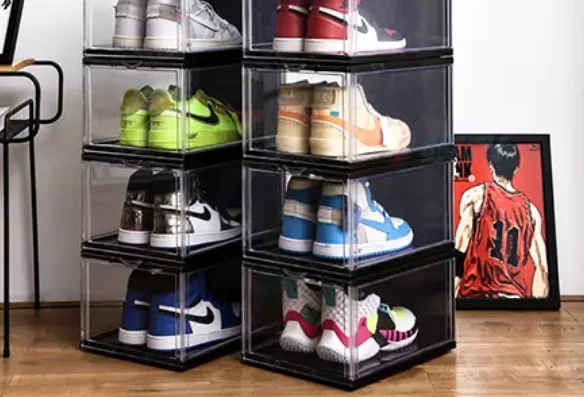 Sell well acrylic sneakers transparent shoe box storage box plastic shoe storage box display cabinet shoe artifact for men