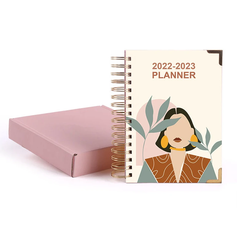 Custom Personalization Logo Spiral Binding Weekly Monthly Hardcover Agenda Planner Sets for Diary