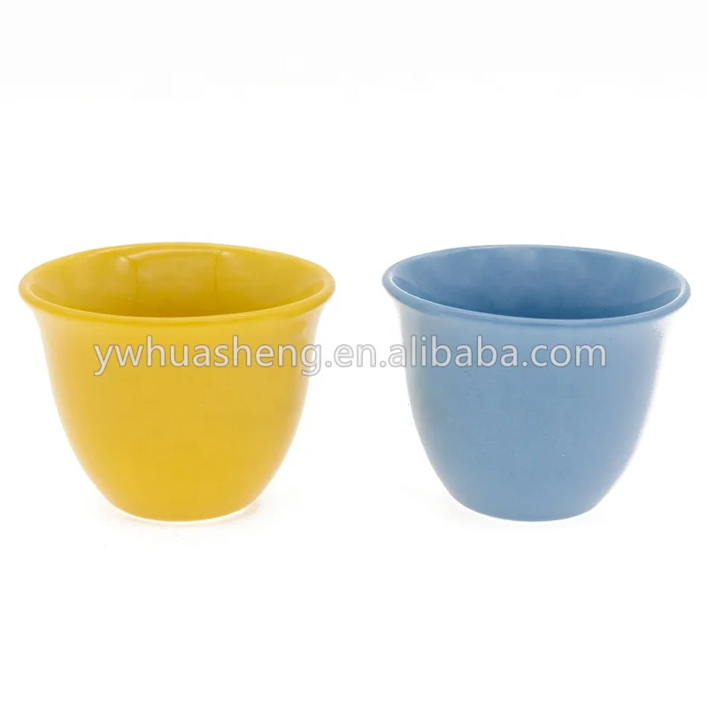 HS Wholesale Arabic Style Sultan Yemen Colorful Ceramic Coffee Cups Without Handle Polyfoam Packing