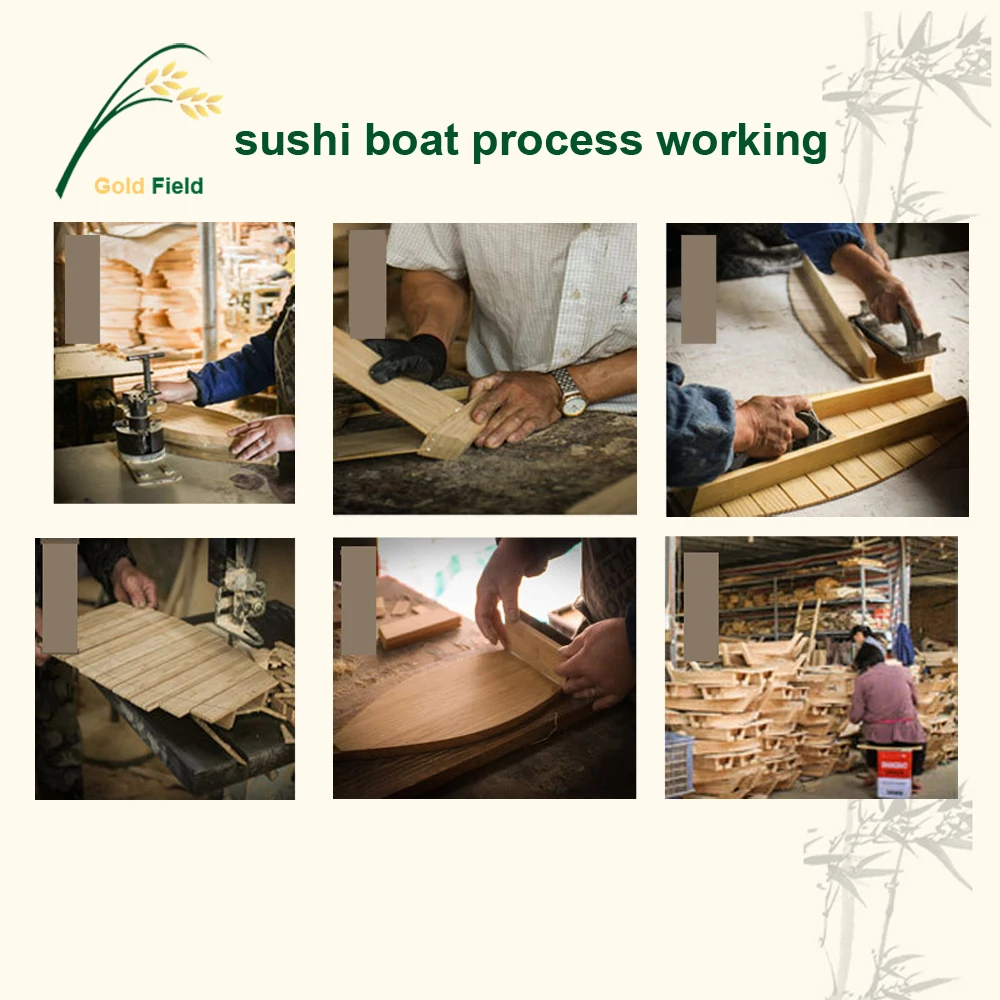 reusable hot sale high quality Eco-friendly huge bamboo Japanese sushi boat sushi serving tray for restaurant