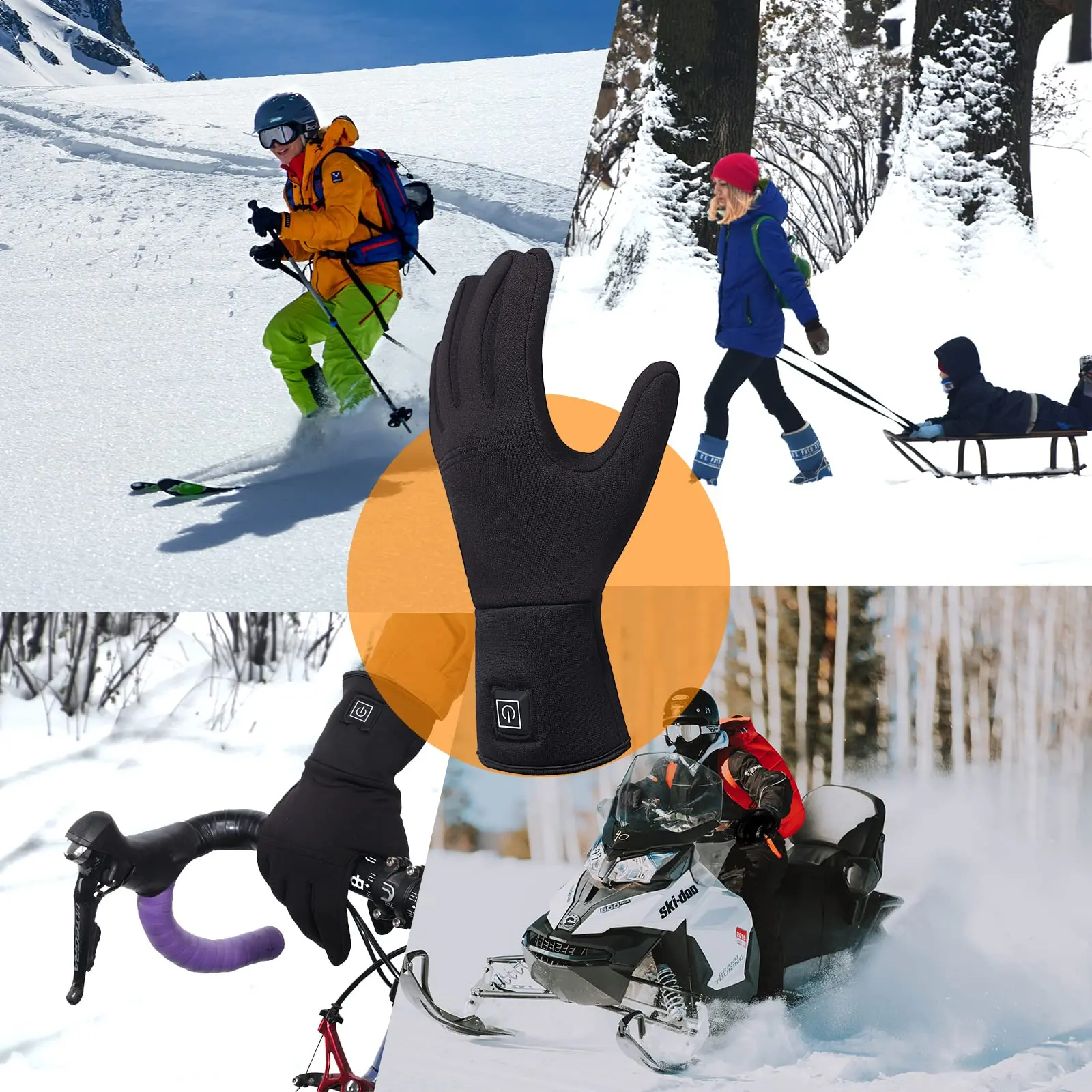 New Rechargeable Battery Ski Bike Motorcycle Hand Warmer Heating Electric Heated Gloves