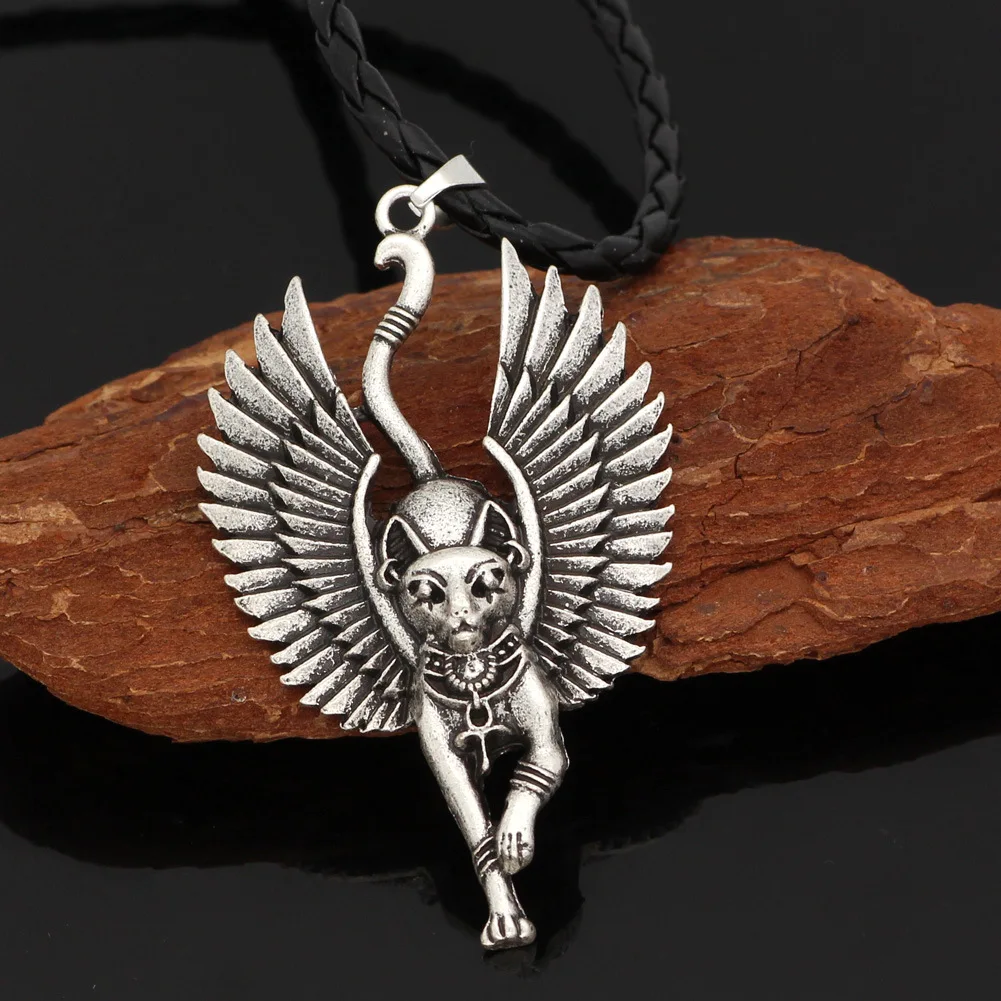 Ожерелье в скандинавском стиле викингов новинка египетская мифология Древняя кошка Бог крылья мужское ожерелье с кулоном ювелирные изделия