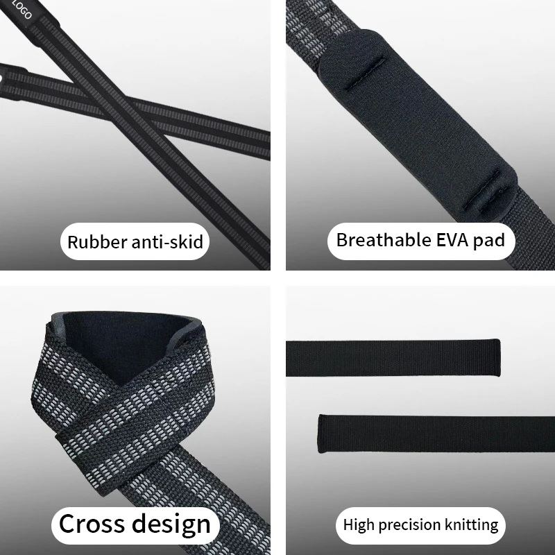 Hot Sale Unisex Custom Logo Gym Fitness Non-Slip Weightlifting Strap Wrist Straps for Strength Training and BodyBuilding