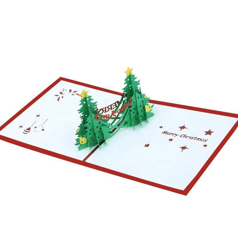Factory spot wholesale exquisite three-dimensional Christmas tree 3D manual Christmas cards  13*20cm